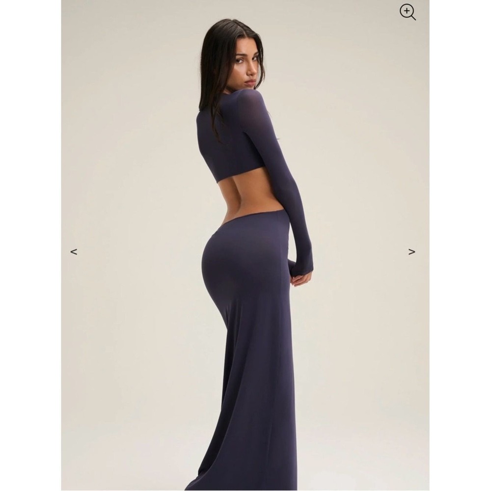CHAM The Cher Long Sleeve Cut Out Maxi Dress Size XL/XXL Navy Blue